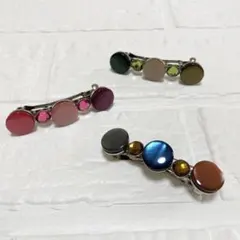 [未使用 ] レトロ 大人可愛い カラーストーン バレッタ3点セット｜ヘアアクセ