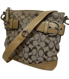 美品Coach ショルダーバッグ ベージュ　シグネチャーF03574 コーチ