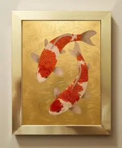 錦鯉 刺繍 額装品 アート インテリア - メルカリ