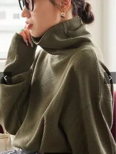 【FREAK'S STORE】ワッフルタートルネック　チュニックプルオーバー