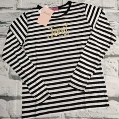 新品 150 JENNI ジェニィ 薄手 長袖Tシャツ 白黒 ボーダー ラメロゴ
