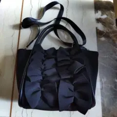 Histoire-U/Moelleux【モワルー】フリルトートバッグMサイズ 黒