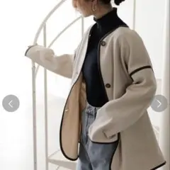 ノーカラーコート ベージュ