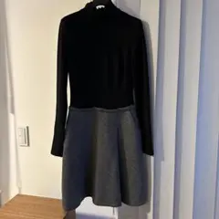 JILSANDER NAVY バイカラー異素材ドッキングワンピース