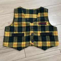 黄色と緑のチェック柄ベビーベスト