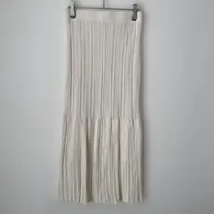 Feroux ロングスカート ライトベージュ 編み込み 透かし 春 ウエストゴム