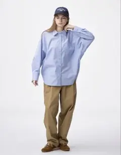 オーバーサイズ ストライプシャツ ライトブルーのサムネイル