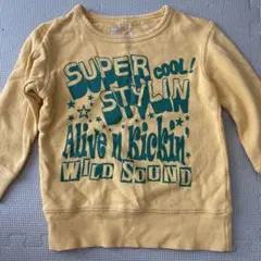 イエロー グラフィックプリント トレーナー　110サイズ