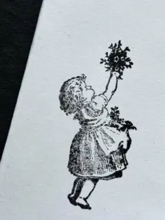 ドイツ製スタンプ Adorable lil girl & flowers