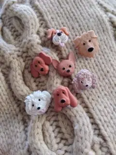 犬の顔 デコレーションパーツ 7個セット