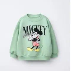 ZARA ベビー 新品 ミッキーマウス スウェットトレーナー 104 グリーン