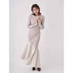 FRAY I.D フレイアイディー オーガンスリーブスクエアニットワンピース