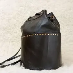美品]BANANA REPUBLIC 巾着ショルダーバッグ ブラック - メルカリ