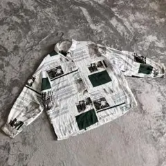 【ノーブランド】（M）おしゃれシャツ ヴィンテージ感 英文字 カジュアル