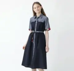 【美品】ブルーレーベルクレストブリッジ ダンガリーシャツドレス　36　リボン付き