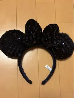 ミッキー耳カチューシャ 黒 スパンコール