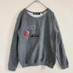 トレーナー S 長袖 刺繍 ワッペン ラグラン スウェット プルオーバー韓国