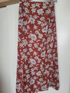 花柄 ラップスカート ロング丈 テラコッタのサムネイル