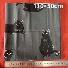 (413)コスモテキスタイル　オックス生地　　黒猫ちゃん　　110×50cm