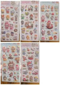 オークション　ラブブ金箔ぷくぷくシール　マシュマロシール　5枚セット　⑤