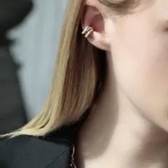 イヤーカフ ダブル シルバー ノンホール イヤカフ