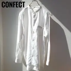 美品✨コンフェクト リネン100% バンドカラー 七分袖シャツ 3 ホワイト 