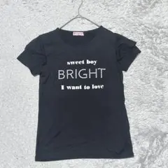 RELACHE フリル袖ラウンドネックTシャツ半袖［160］ブラック