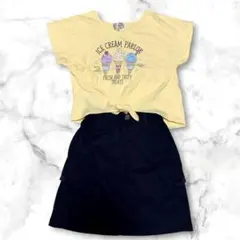 美品⭐️マザウェイズ Tシャツ GU ネイビー スカート 140㎝ 2点セットのサムネイル