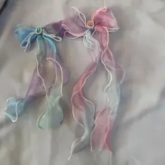 ヘアクリップ リボン グラデーション 2個セット