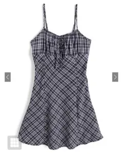 GRL チェック柄ギャザーリボンキャミミニワンピース