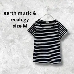 アースミュージックアンドエコロジー 半袖シャツ ネイビー ストライプ o5233