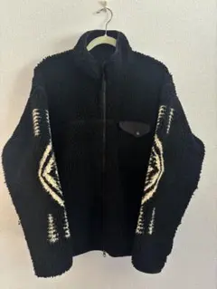 Pendleton フリースジャケット M 黒/白 幾何学模様