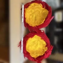 ウリウリ (フラダンス用 赤と黄色の羽根小道具)