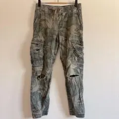 1点物✨迷彩 カーゴパンツ リラックスフィット ワークパンツ ダメージ加工