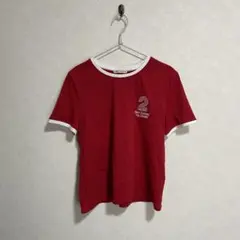 送料無料！ ZARA リンガーTシャツ 半袖 赤 Mサイズ レディース 美品