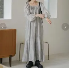 2024AW Kastane リーフジャガードワンピース グレー　サイズ1