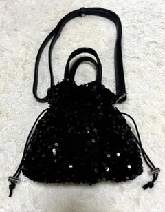 mirror bae.スパンコール装飾 黒 ショルダーバッグ