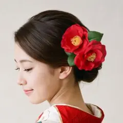 赤椿の髪飾り｜大正ロマン レトロ｜成人式 卒業式 結婚式 和装 ヘッドパーツ