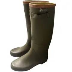 【美品】AIGLE オリーブグリーン カーキ　レインブーツ　ロングブーツ　36