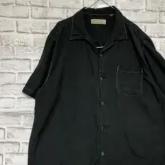 半袖シルクシャツ！アロハ　ブラックXLオーバーサイズ730