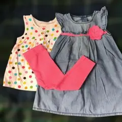 Carter'sチュニックジンボリーデニム風ワンピースH＆Mレギンスセット90