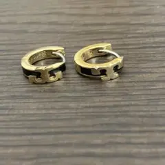 トリーバーチ　ゴールド ブラック フープピアス
