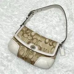 美品 COACH ワンショルダー アクセサリーポーチ シグネチャー ターンロック