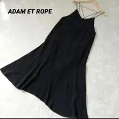ADAM ET ROPE キャミソールワンピース 黒 フレア クロスストラップ