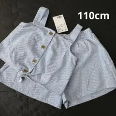 未使用　H&M ボーダー ノースリーブ　ショートパンツ　セットアップ 110cmのサムネイル