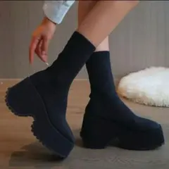 厚底 ソックスブーツ