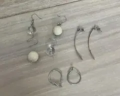 クリアピアス　リングピアス 3点セット デザインピアス