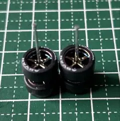 カスタムホイール　タイヤ　パーツ　1/64 深リム　湾岸メッキ　5本スポーク