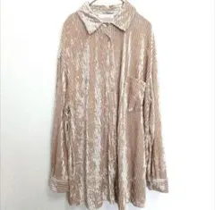 【SPINNS】長袖シャツ ベロア ブラウス 光沢感 トップス