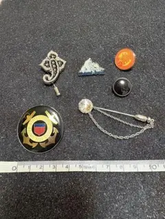 【新品未使用】アメリカ沿岸警備隊 バッジ 約5cm 他　ピンブローチ6点まとめてのサムネイル